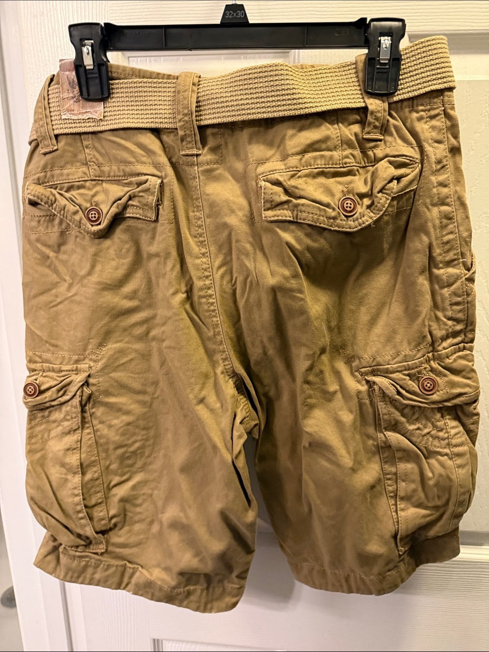 Red Camel Men's Tan Cargo Shorts with Web Belt - Picture 3 of 5
